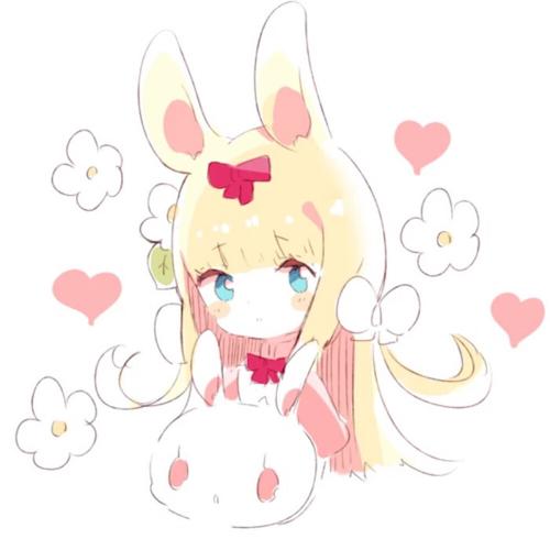 带兔子耳朵的女孩卡通头像(抱着兔子的卡通女孩头像)