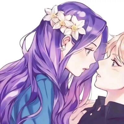 唯美情侣头像双人紫色