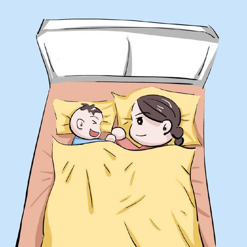 宝妈带娃躺床上卡通头像(宝妈带娃头像图片大全)