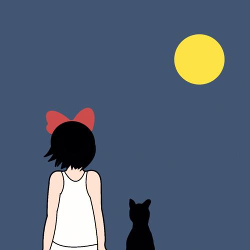 女孩与猫背影头像(女孩和猫卡通背影头像)