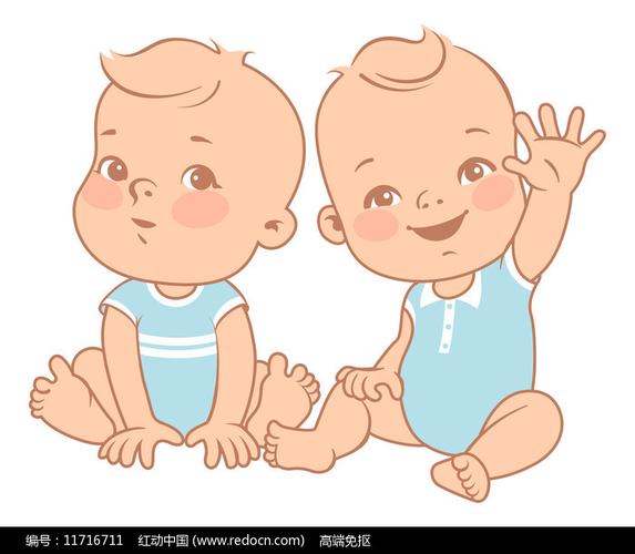双胞胎帅气男宝宝手绘头像(可爱小男孩头像手绘)