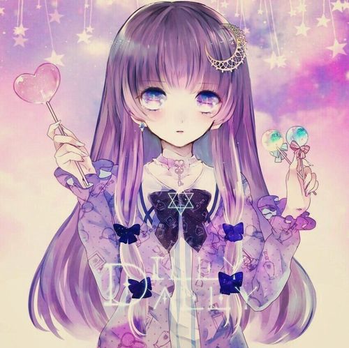 女生紫色梦幻星空头像动漫图片(星空紫色高颜值头像女生动漫)