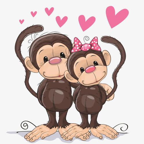 猴子头像可爱手绘情侣(情侣猴子头像超萌一对)