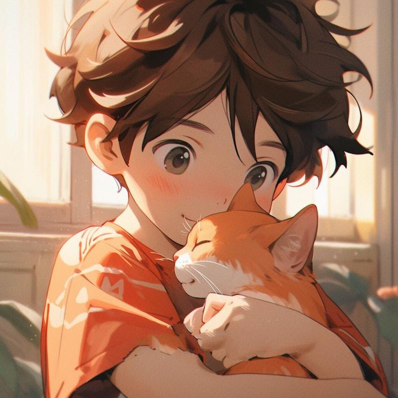 一个动漫人抱着猫咪的头像(一个男孩子抱着猫的动漫头像)