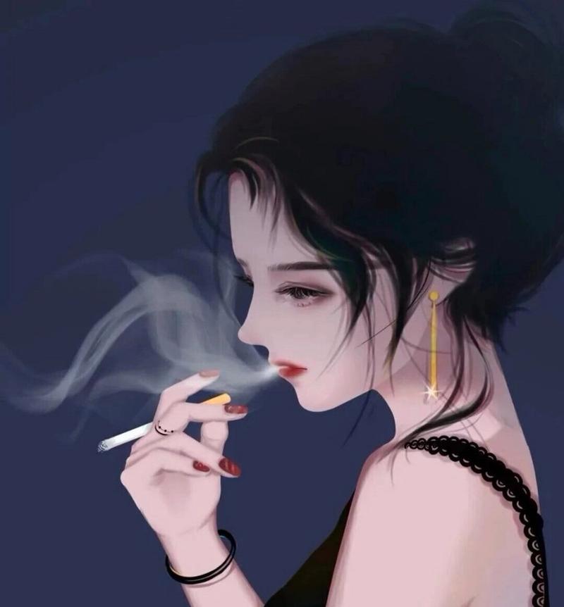 吸烟的女性头像动漫