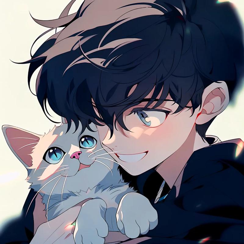 抱着猫的男生帅气卡通头像(一个男孩抱着猫的卡通头像帅气)