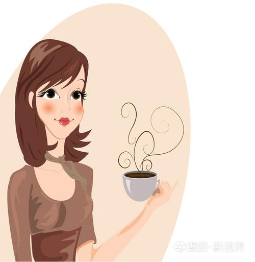 喝咖啡卡通女人头像唯美(用咖啡做头像的女人)