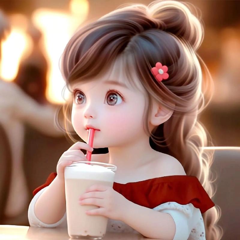 可爱小女孩喝奶茶情侣头像