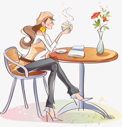 一个女生坐着喝咖啡的头像(拿咖啡的头像女生)