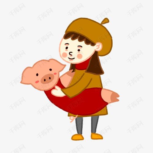 一个小女孩抱着猪的头像(小女孩抱着猪猪玩偶头像)
