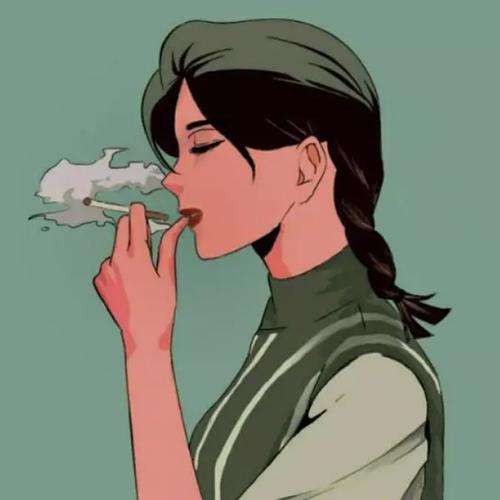 情侣卡通抽烟头像一男一女(情侣头像卡通胖子抽烟)