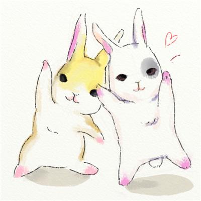 可爱二人兔子闺蜜头像(兔子闺蜜头像图片3人)