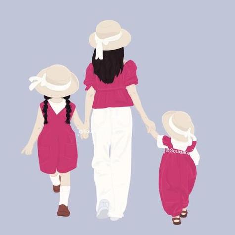 母亲和两个女儿微信卡通头像(妈妈和两个女儿的微信头像卡通)