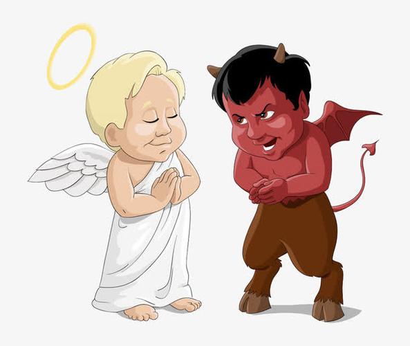 卡通天使和恶魔头像(带翅膀的恶魔卡通头像)