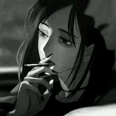 女生抽烟的头像动漫黑白(女生头像动漫高质量抽烟)