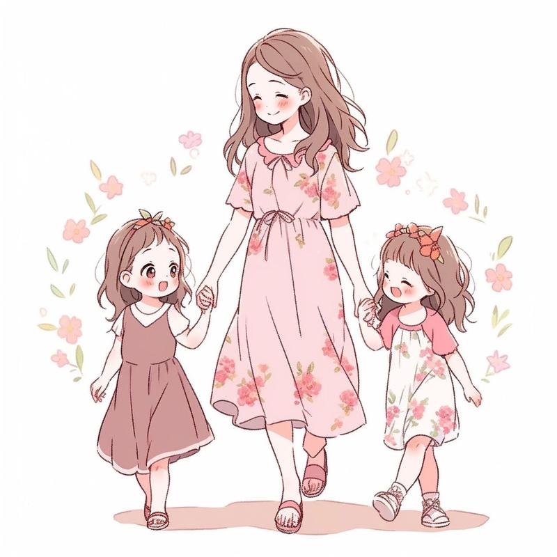 妈妈和两个女宝贝头像