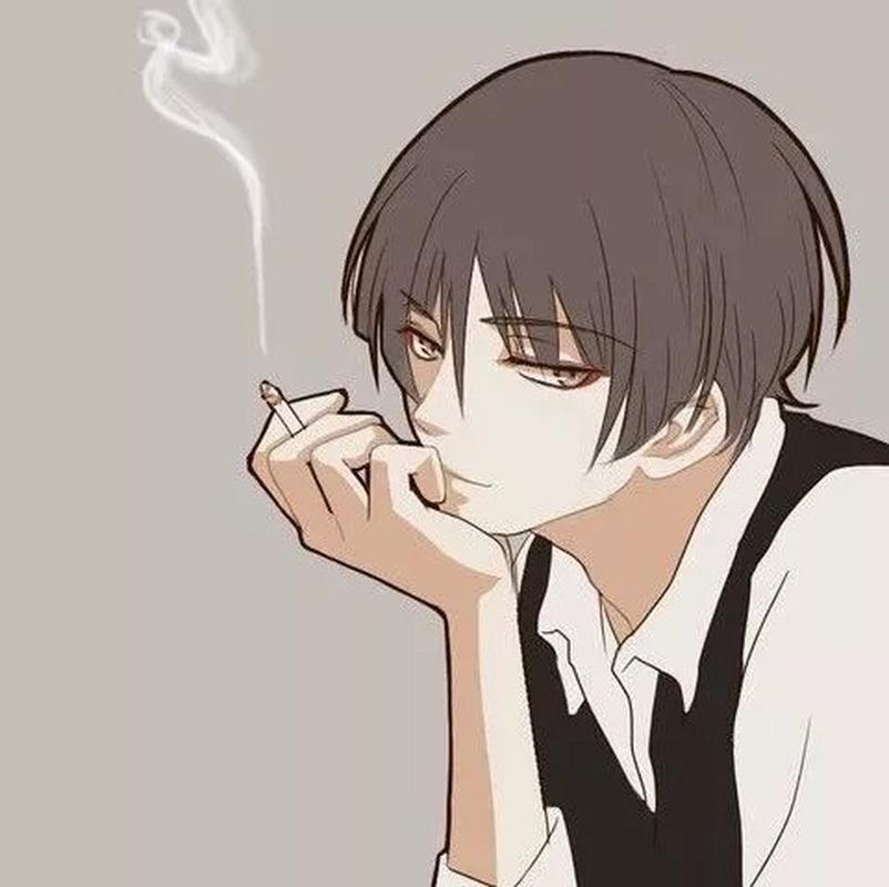 男士抽烟头像 卡通