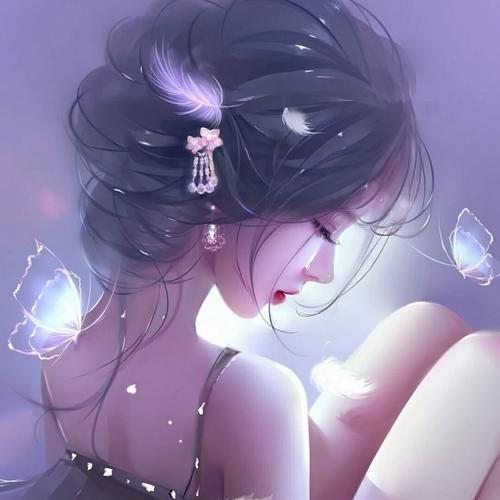梦幻紫头像女生(一个女孩看星空的图片)
