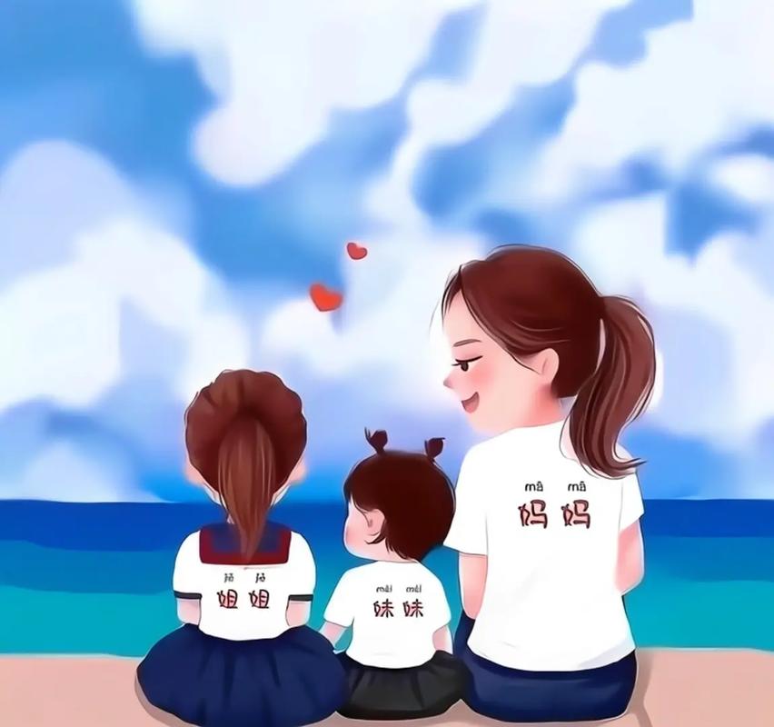 妈妈和两女儿卡通头像(四口之家头像二个女儿)