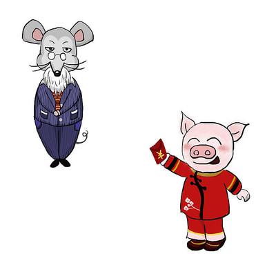 鼠和猪情侣头像(情侣小猪头像一左一右高清)