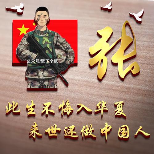 一张中国军人姓氏头像(专属为军人设计的姓氏头像)