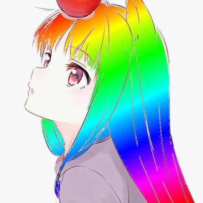 头发里有彩虹的动漫头像(头发撩起来是彩色的动漫头像)