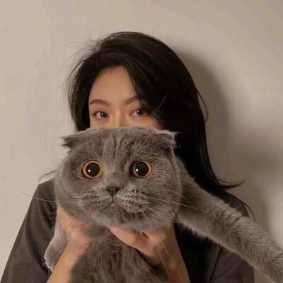 女生抱猫的微信头像