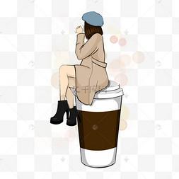 女生喝咖啡侧面头像图片可保存(女生手拿咖啡头像)