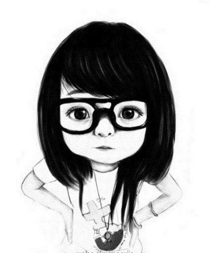 戴黑色眼镜的女生卡通头像(黑色眼睛的卡通女孩头像)