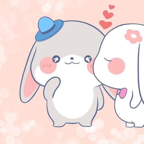 粉色兔子和蓝色兔子情侣头像