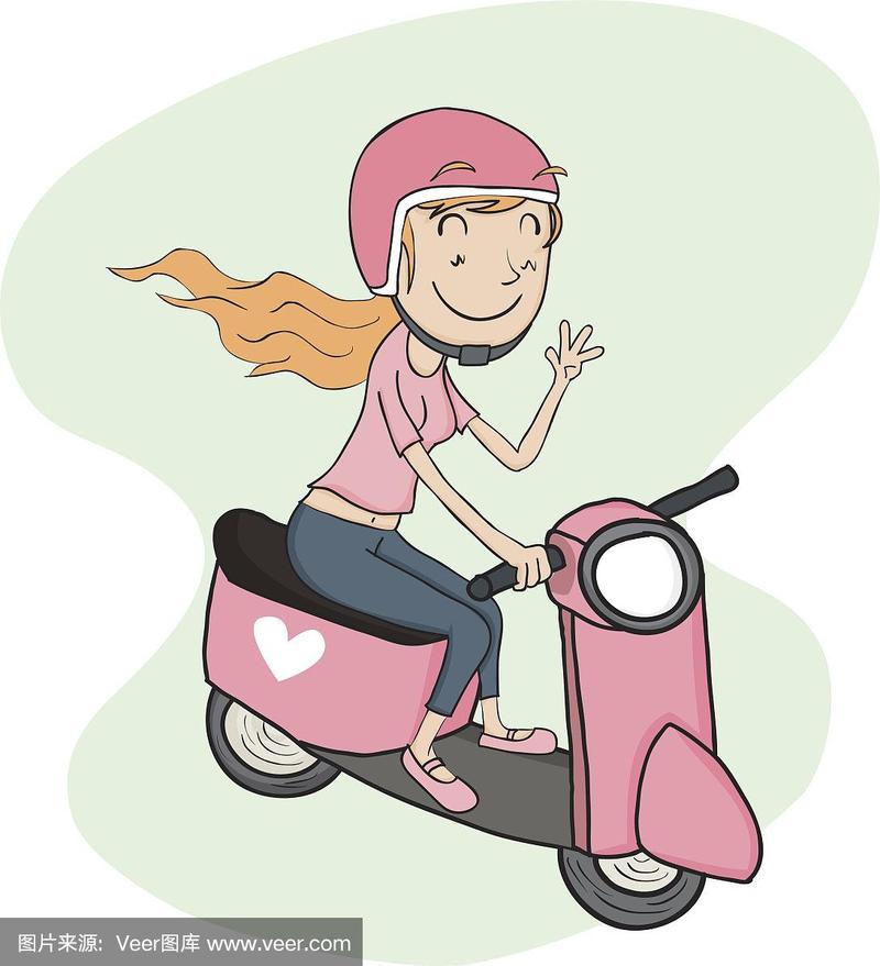 骑摩托车女生卡通头像(女骑摩托车的头像可爱漂亮)