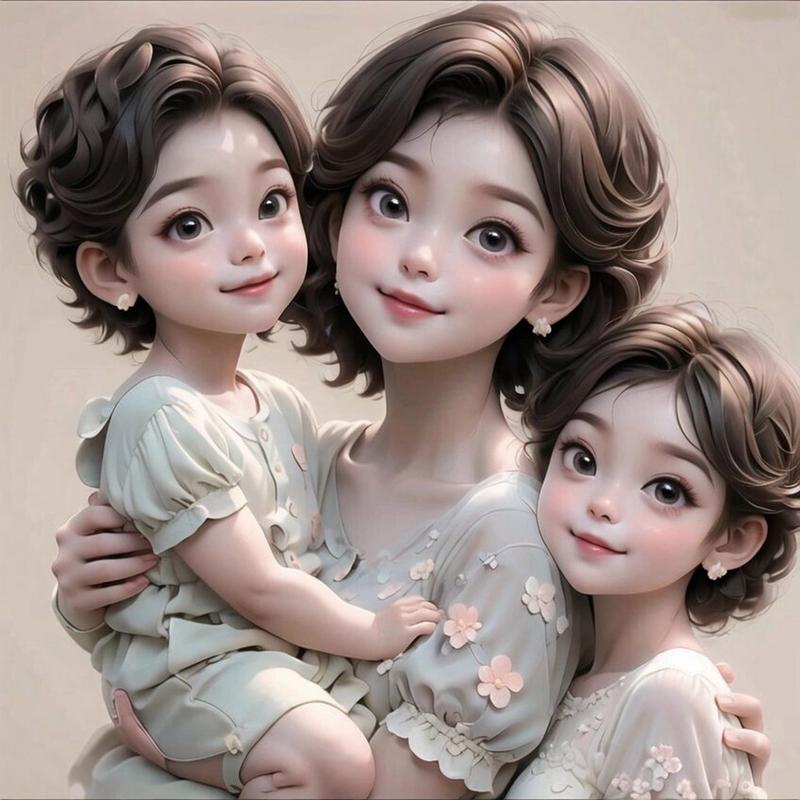 一个母亲和两个女儿的头像(一个妈妈四个女儿一个儿子的头像)