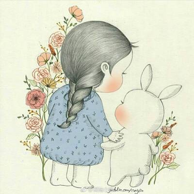 可爱的小女孩和兔子头像(小女孩和兔子的图片头像)