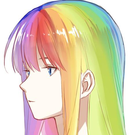 头发里有彩虹的动漫头像(头发撩起来是彩色的动漫头像)