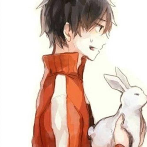 男生抱兔子头像动漫粉色系(动漫男生抱着兔子情侣头像)