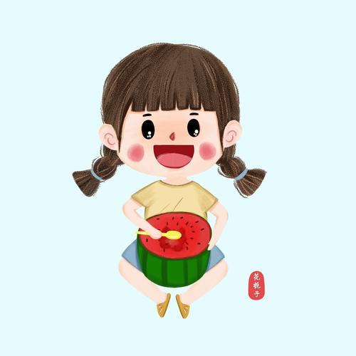 夏天女生吃西瓜头像(可爱夏天吃西瓜头像)