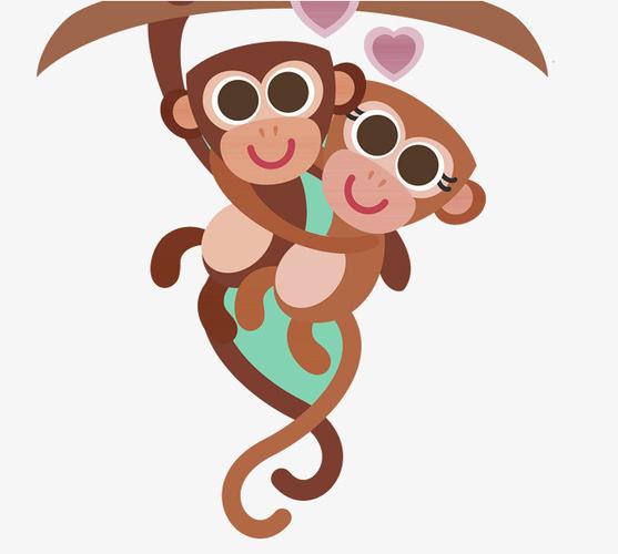 情侣头像卡通可爱版猴子(卡通猴子情侣头像一男一女)